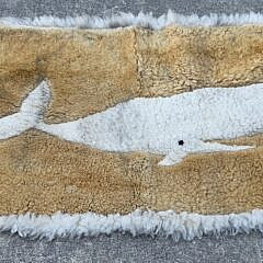 Fine Merino Sheepskin Pictorial Sperm Whale Rug Carpet, 20th century