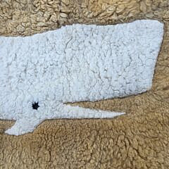 Fine Merino Sheepskin Pictorial Sperm Whale Rug Carpet, 20th century