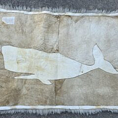 Fine Merino Sheepskin Pictorial Sperm Whale Rug Carpet, 20th century