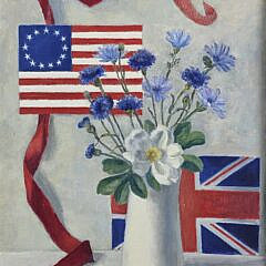 Elizabeth Saltonstall Oil On Artists Board “Red, White, and Blue”, Painting