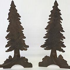 Pair of Vintage Iron Figural Christmas Tree Andirons, 20th century