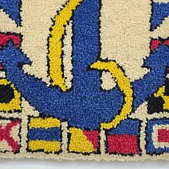 Vintage Nautical Anchor and Signal Flag Pictorial Hooked Rug Carpet