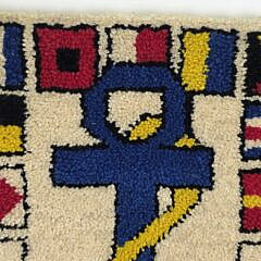 Vintage Nautical Anchor and Signal Flag Pictorial Hooked Rug Carpet