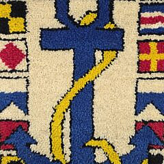 Vintage Nautical Anchor and Signal Flag Pictorial Hooked Rug Carpet