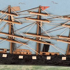 Antique American Folk Art Coastal Clipper Ship Diorama, circa 1920s