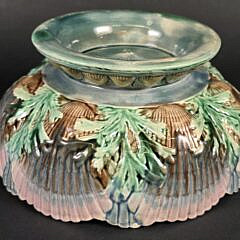 Vintage Majolica Scallop Shell Bowl