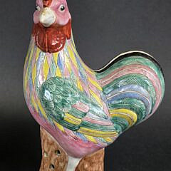 Pair of Vintage Chinese Export Style Famille Rose Figural Roosters, 20th century