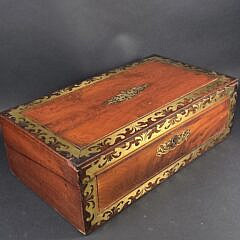 Fine Antique Anglo Indian Brass Inlaid Campaign Lap Desk Box