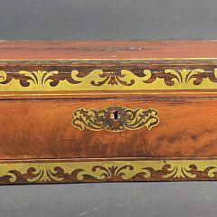 Fine Antique Anglo Indian Brass Inlaid Campaign Lap Desk Box