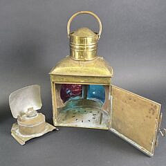 Antique Brass Nautical Port and Starboard Ships Light Lantern, circa 1920s