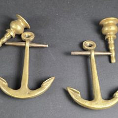 Pair of Vintage Brass Anchor form Chamber Candlesticks