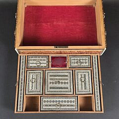 Profusely Carved and Inlaid Lady’s Jewelry Box, circa 1920s