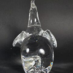 Vintage Signed Steuben Clear Glass Figural Trumpeting Elephant Figurine