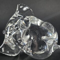 Vintage Signed Steuben Clear Glass Figural Trumpeting Elephant Figurine