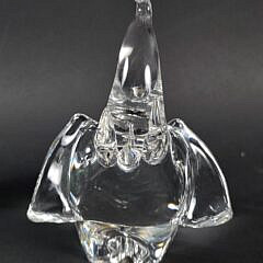 Vintage Signed Steuben Clear Glass Figural Trumpeting Elephant Figurine