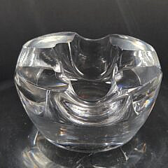 Vintage Signed Steuben Clear Glass Center Piece Compote Charger, 20th century