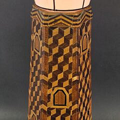 Vintage Multiwood Inlaid Lighthouse Form Table Lamp, 20th century
