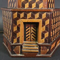 Vintage Multiwood Inlaid Lighthouse Form Table Lamp, 20th century
