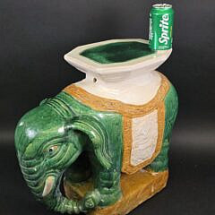 Vintage Green Glazed Figural Ceramic Chinese Royal Elephant Garden Stool