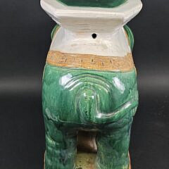 Vintage Green Glazed Figural Ceramic Chinese Royal Elephant Garden Stool