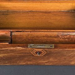 Antique Multiwood Inlaid Traveling Lap Desk Box, 19th century