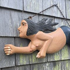 Carved and Painted Mermaid Hanging Trade Sign Wall Plaque