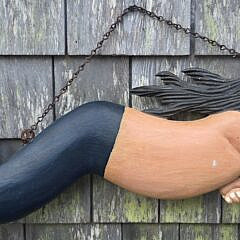 Carved and Painted Mermaid Hanging Trade Sign Wall Plaque