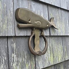 Figural Brass Sperm Whale Door Knocker, 20th century