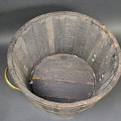 Antique English Oak Brass Bound Peat Bucket Barrel, 19th Century