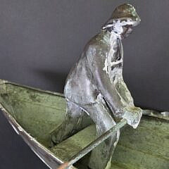 Vintage John Garret Thew Figural Copper, “Dory Fisherman” Weathervane, circa 1977
