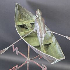 Vintage John Garret Thew Figural Copper, “Dory Fisherman” Weathervane, circa 1977