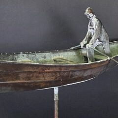 Vintage John Garret Thew Figural Copper, “Dory Fisherman” Weathervane, circa 1977