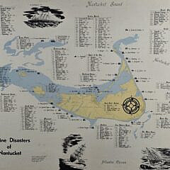Vintage Marine Disasters of Nantucket Map Chart, 20th century 
