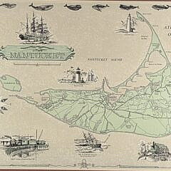 Vintage 1973 George Buctel Pictorial Map of Nantucket Island