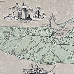 Vintage 1973 George Buctel Pictorial Map of Nantucket Island
