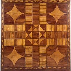 Antique American Multiwood Inlaid Gameboard, 19th century