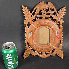 Antique Carved and Painted Wooden Naval Souvenir Frame, Shanghai China