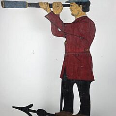 Sheet Metal Sea Captain and Spyglass Folk Art Weathervane