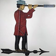 Sheet Metal Sea Captain and Spyglass Folk Art Weathervane