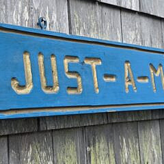 Vintage Carved and Painted Just-A-Mere House Quarterboard Sign, 20th century