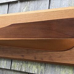 Vintage Inlaid Shipbuilders Half Hull Boat Model Wall Plaque, 20th century