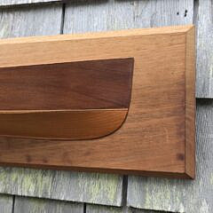 Vintage Inlaid Shipbuilders Half Hull Boat Model Wall Plaque, 20th century