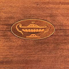 Antique Satinwood Urn Inlaid Mahogany Oval Serving Tray, circa 1920s