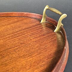 Antique Satinwood Urn Inlaid Mahogany Oval Serving Tray, circa 1920s