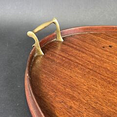 Antique Satinwood Urn Inlaid Mahogany Oval Serving Tray, circa 1920s