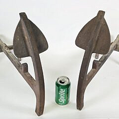 Pair of Vintage Cast Iron Nautical Anchor Form Fireplace Andirons, 20th century