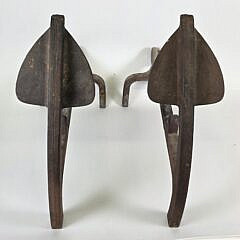 Pair of Vintage Cast Iron Nautical Anchor Form Fireplace Andirons, 20th century
