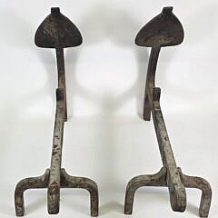 Pair of Vintage Cast Iron Nautical Anchor Form Fireplace Andirons, 20th century