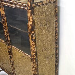 Antique English, “Tortoiseshell” Bamboo Two-Door Bookcase, 19th century