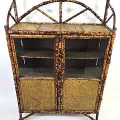 Antique English, “Tortoiseshell” Bamboo Two-Door Bookcase, 19th century
